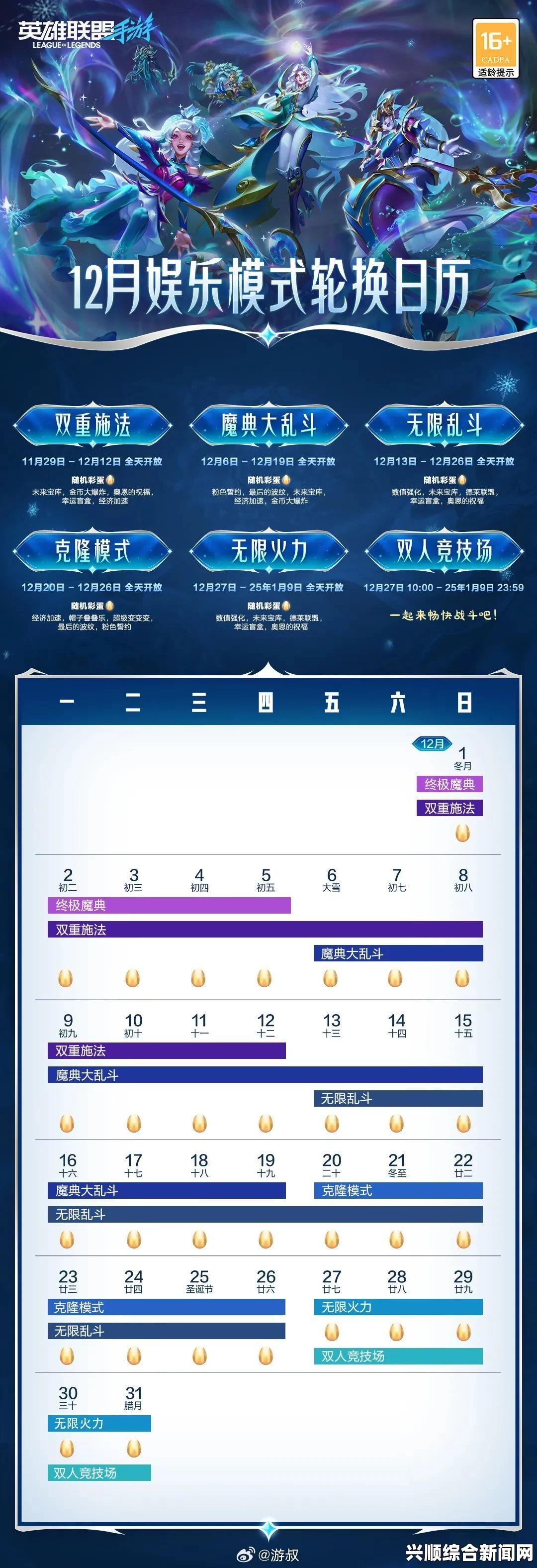 一、2017年7月LOL轮换模式日程表