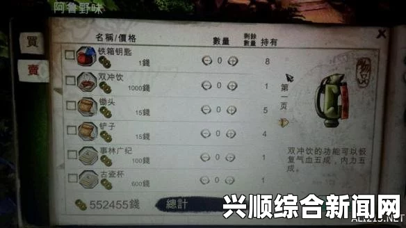 侠客风云传刷钱BUG分享—轻松成为亿万富翁